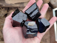 Natural Schorl Black Tourmaline Mercedes Terminated Crystals with Hyalite x 12 From Erongo, Namibia