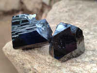 Natural Schorl Black Tourmaline Mercedes Terminated Crystals with Hyalite x 12 From Erongo, Namibia
