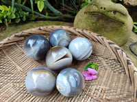 Polished Banded Agate Spheres x 6 From Madagascar
