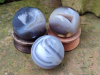 Polished Banded Agate Spheres x 6 From Madagascar