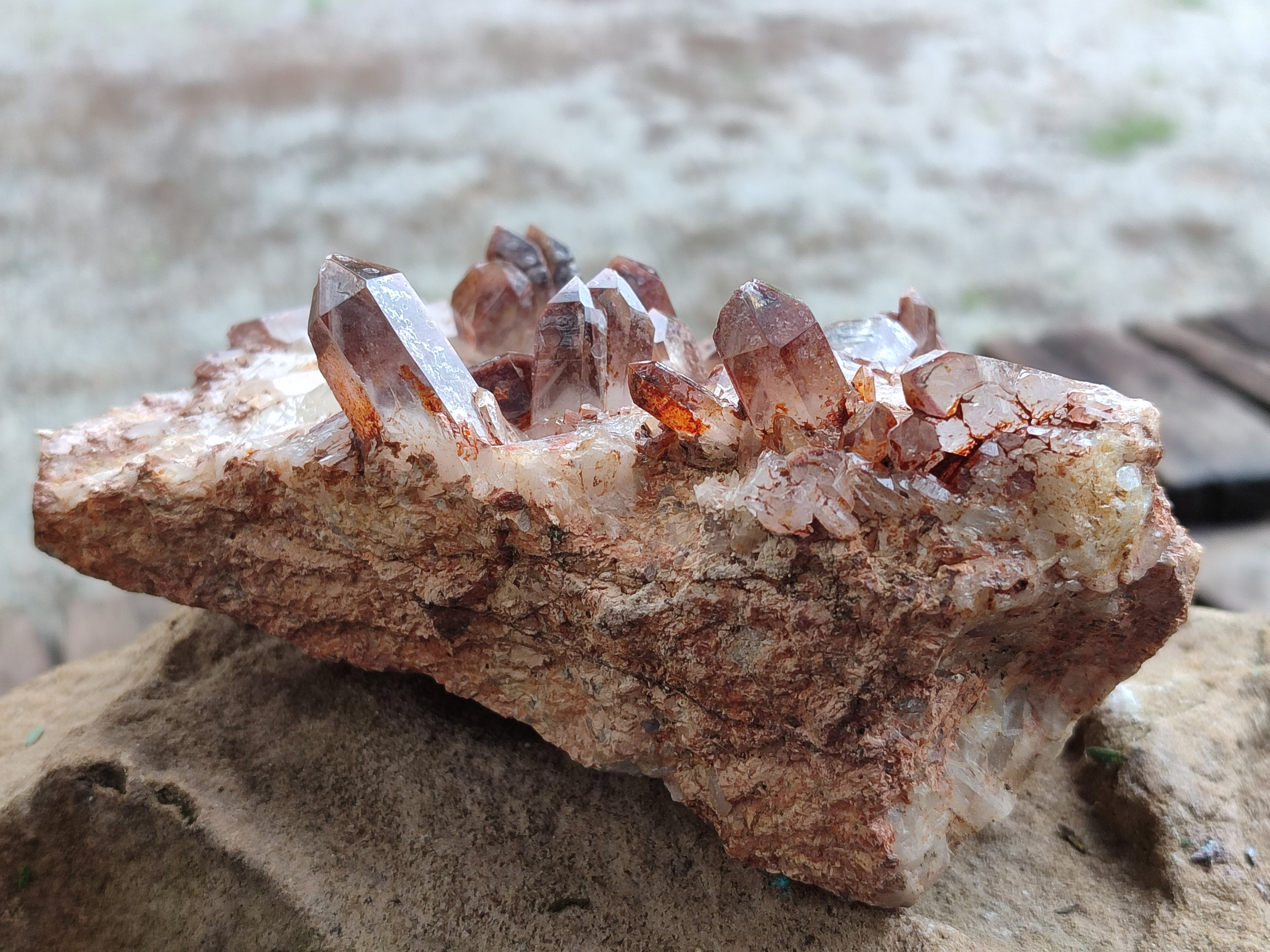 Natural Red Hematoid Quartz Clusters x 4 From Karoi, Zimbabwe - Toprock Gemstones and Minerals 