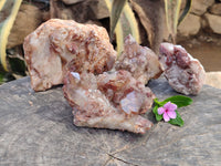 Natural Red Hematoid Quartz Clusters x 4 From Karoi, Zimbabwe