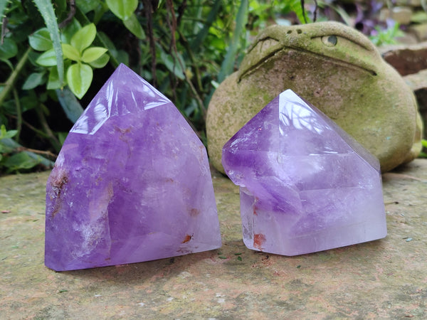 Polished Window Amethyst Quartz Crystals x 2 From Akansobe, Madagascar