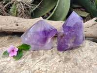 Polished Window Amethyst Quartz Crystals x 2 From Akansobe, Madagascar