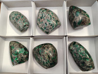 Polished Emerald Mica In Matrix Standing Free Forms x 6 From Mutoko, Zimbabwe