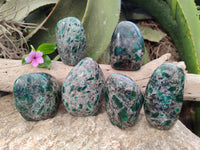 Polished Emerald Mica In Matrix Standing Free Forms x 6 From Mutoko, Zimbabwe