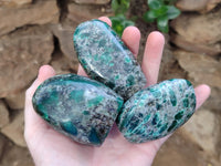 Polished Emerald Mica In Matrix Standing Free Forms x 6 From Mutoko, Zimbabwe