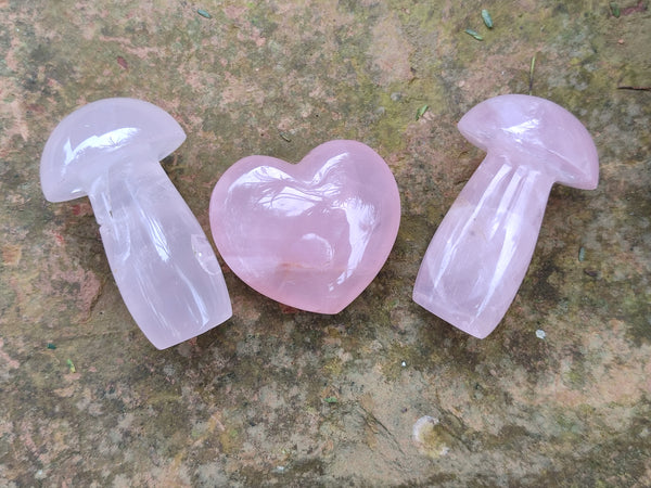 Polished AA Grade Rose Quartz Mushrooms x 20 From Ambatondrazaka, Madagascar
