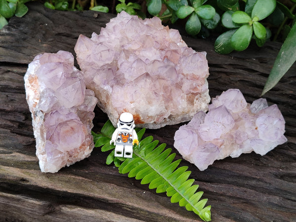 Natural Amethyst Spirit Quartz Clusters x 3 From Boekenhouthoek, South Africa