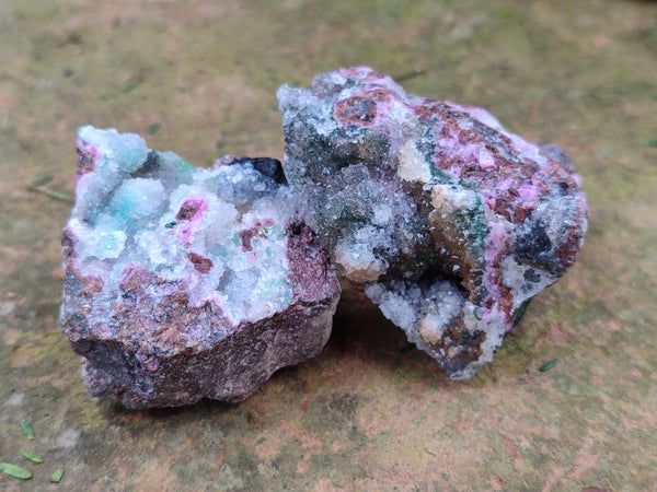 Natural Drusy Salrose Cobaltion Dolomite with Malachite, Chrysocolla, Heterogenite and Duftite specimens x 36 From Congo