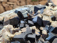 Natural XXL Schorl Black Tourmaline and Smokey Quartz Crystals Coated with Hyalite Opal Museum Specimen x 1 From Erongo, Namibia