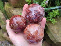 Polished Red Hematoid Quartz Spheres x 4 From Ambatondrazaka, Madagascar