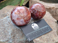 Polished Red Hematoid Quartz Spheres x 4 From Ambatondrazaka, Madagascar