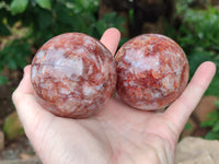 Polished Red Hematoid Quartz Spheres x 4 From Ambatondrazaka, Madagascar