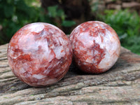 Polished Red Hematoid Quartz Spheres x 4 From Ambatondrazaka, Madagascar