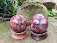 Polished Red Hematoid Quartz Spheres x 4 From Ambatondrazaka, Madagascar