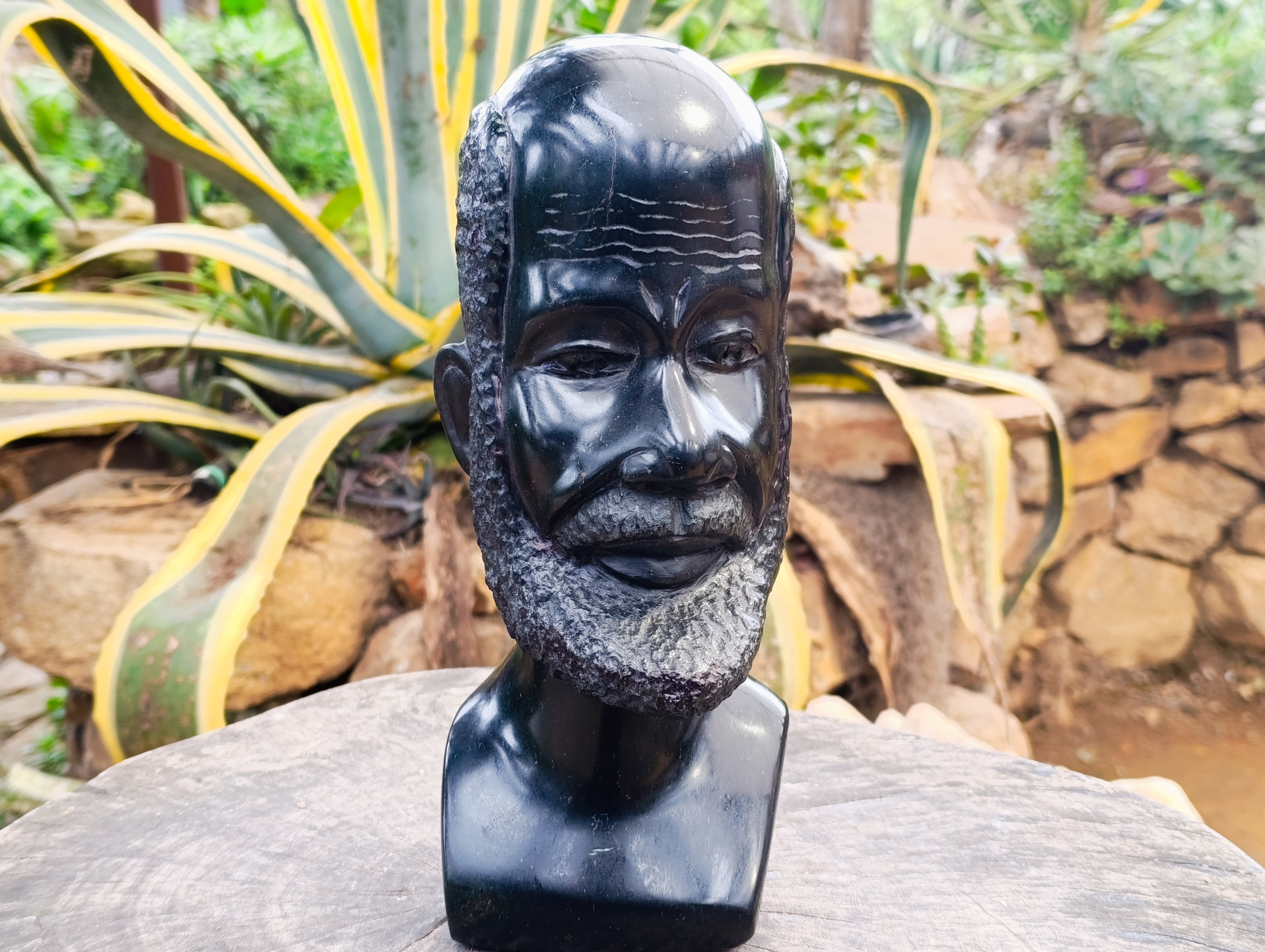 Hand Made Grandfather Joe Head Sculpture x 1 From Zimbabwe - Toprock Gemstones and Minerals 