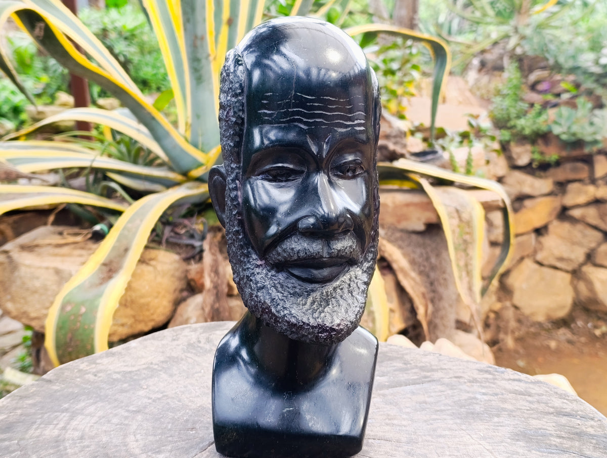 Hand Made Grandfather Joe Head Sculpture x 1 From Zimbabwe - Toprock Gemstones and Minerals 
