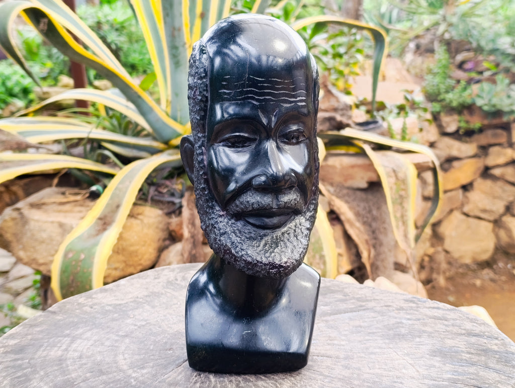 Hand Made Grandfather Joe Head Sculpture x 1 From Zimbabwe - Toprock Gemstones and Minerals 