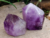 Polished Window Amethyst Quartz Points x 2 From Akansobe, Madagascar - Toprock Gemstones and Minerals 