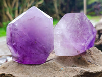 Polished Window Amethyst Quartz Points x 2 From Akansobe, Madagascar - Toprock Gemstones and Minerals 