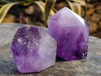 Polished Window Amethyst Quartz Points x 2 From Akansobe, Madagascar - Toprock Gemstones and Minerals 