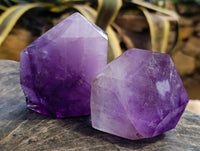 Polished Window Amethyst Quartz Points x 2 From Akansobe, Madagascar - Toprock Gemstones and Minerals 