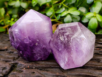 Polished Window Amethyst Quartz Points x 2 From Akansobe, Madagascar - Toprock Gemstones and Minerals 