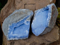 Natural Blue Lace Agate Geode Specimens x 6 From Nsanje, Malawi - Toprock Gemstones and Minerals 