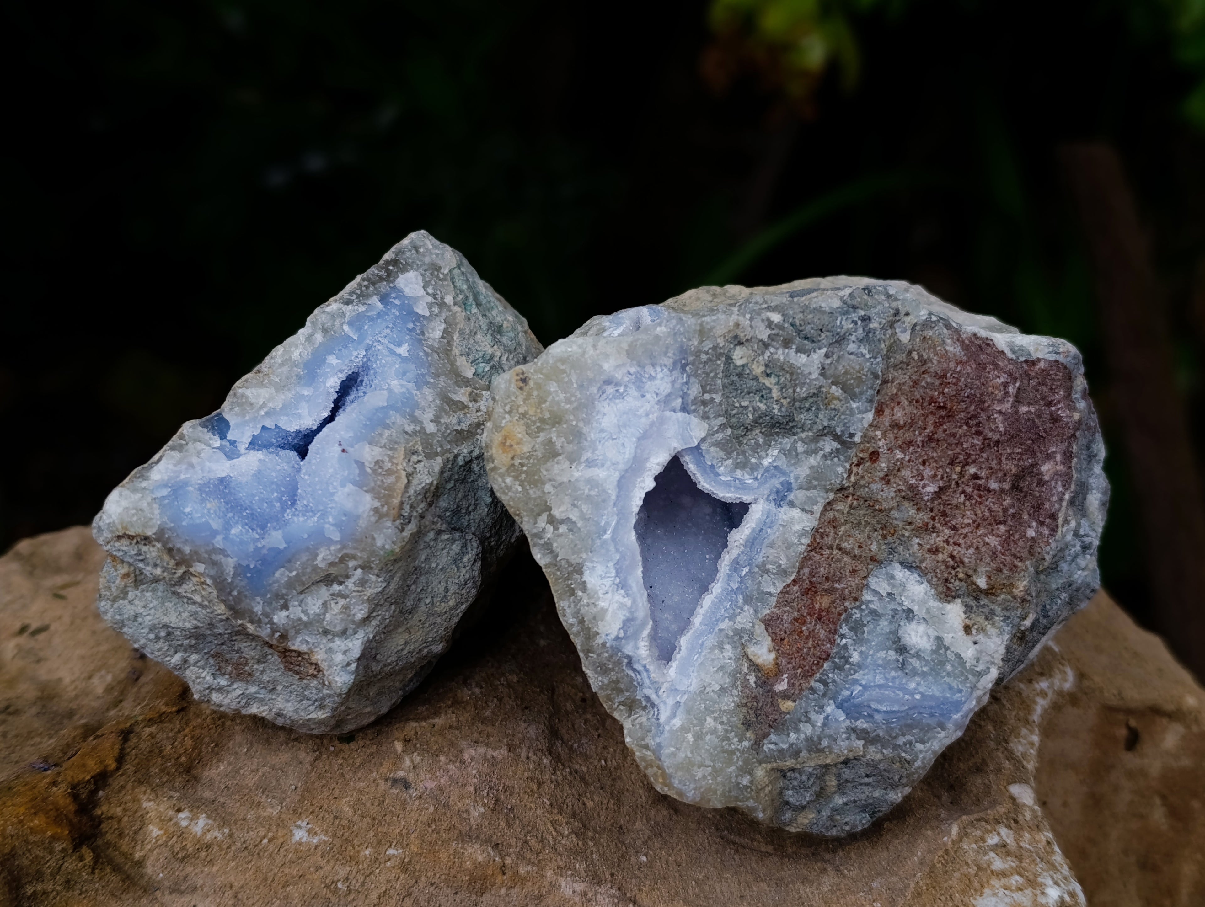 Natural Blue Lace Agate Geode Specimens x 6 From Nsanje, Malawi - Toprock Gemstones and Minerals 