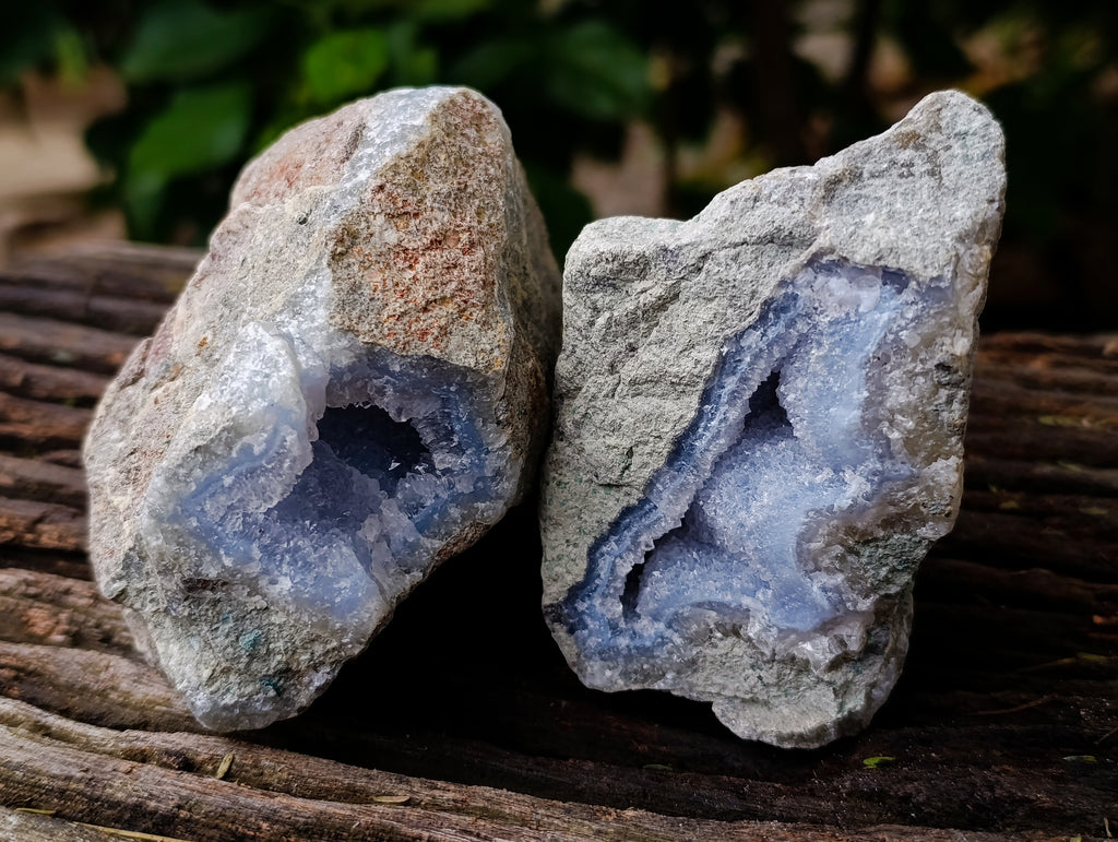 Natural Blue Lace Agate Geode Specimens x 6 From Nsanje, Malawi - Toprock Gemstones and Minerals 