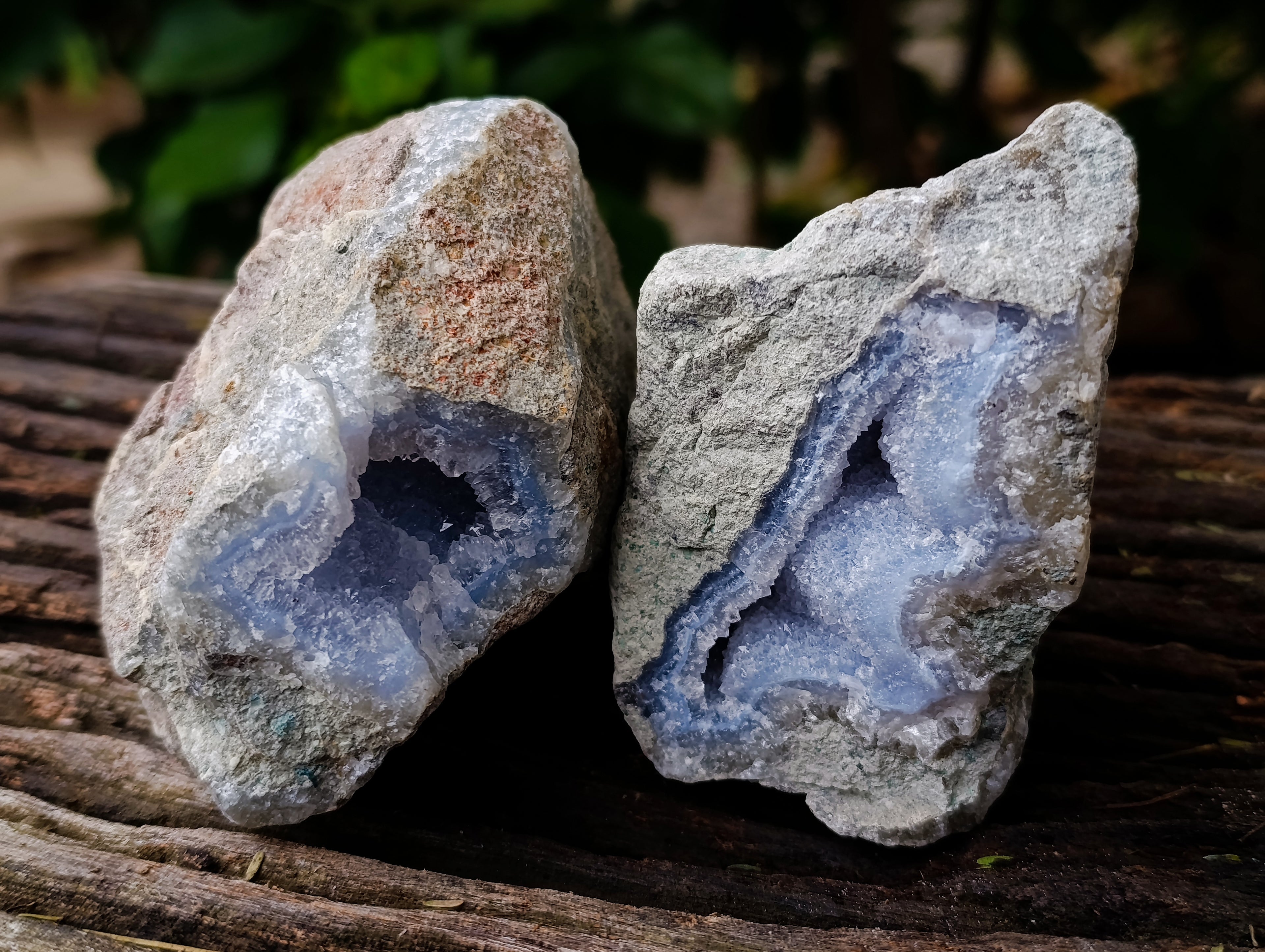Natural Blue Lace Agate Geode Specimens x 6 From Nsanje, Malawi - Toprock Gemstones and Minerals 