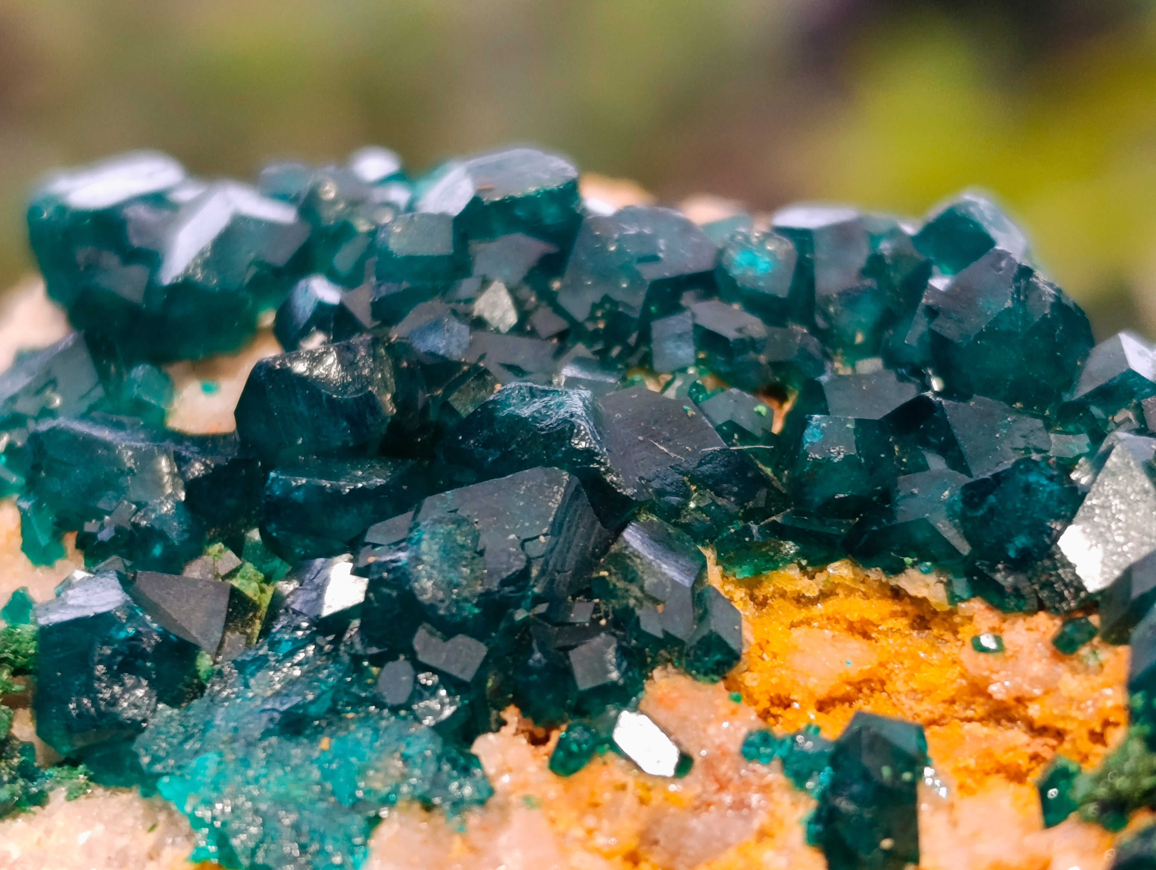 Natural Dioptase On Dolomite Specimens x 3 From Likasi, Congo - Toprock Gemstones and Minerals 