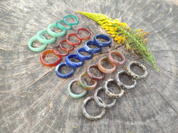 Polished Mix of Selected Stone Rings x 35 From Southern Africa