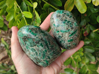 Polished Emerald Mica 'Mutokolite' Standing Free Forms x 2 From Mutoko, Zimbabwe