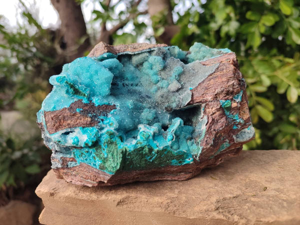 Natural Drusy Coated Chrysocolla with Malachite x 1 From Lupoto Mine, Congo