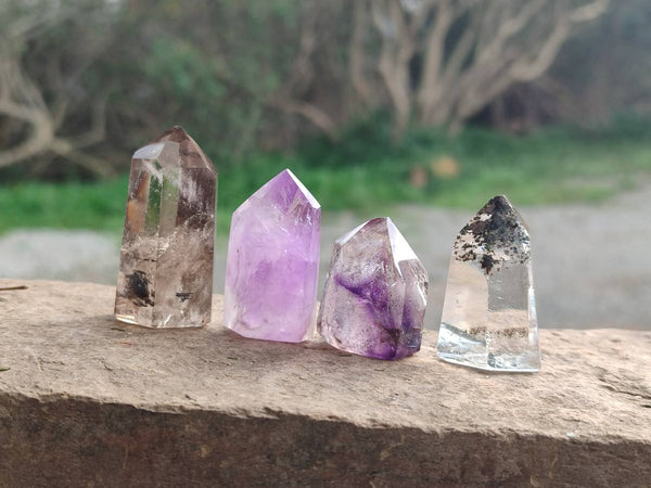 Polished Mixed Mini Inclusion Quartz Crystals x 12 From Madagascar