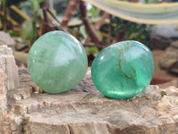 Polished Green Fluorite Palm Stones x 20 From Madagascar