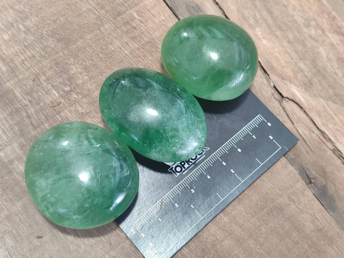 Polished Green Fluorite Palm Stones x 20 From Madagascar - Toprock Gemstones and Minerals 