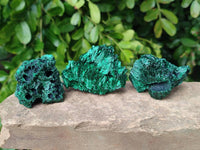 Natural Silky Malachite Specimens x 12 From Kasompe, Congo