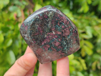 Polished Ruby Corundum In Chrome Verdite Standing Free Forms x 4 From Zimbabwe