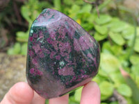 Polished Ruby Corundum In Chrome Verdite Standing Free Forms x 4 From Zimbabwe