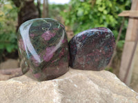 Polished Ruby Corundum In Chrome Verdite Standing Free Forms x 4 From Zimbabwe