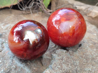 Polished Carnelian Agate Spheres x 6 From Madagascar