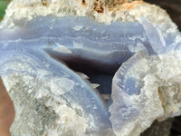 Natural Blue Lace Agate Geode Specimens x 4 From Nsanje, Malawi