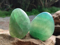 Polished Fluorescent Green Fluorite Spheres x 4 From Madagascar