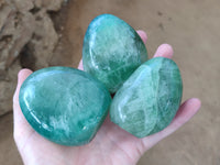 Polished Fluorescent Green Fluorite Spheres x 4 From Madagascar