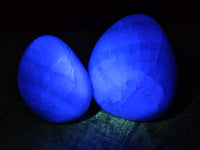 Polished Fluorescent Green Fluorite Spheres x 4 From Madagascar