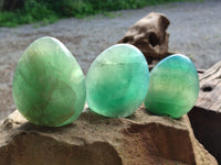 Polished Fluorescent Green Fluorite Spheres x 4 From Madagascar