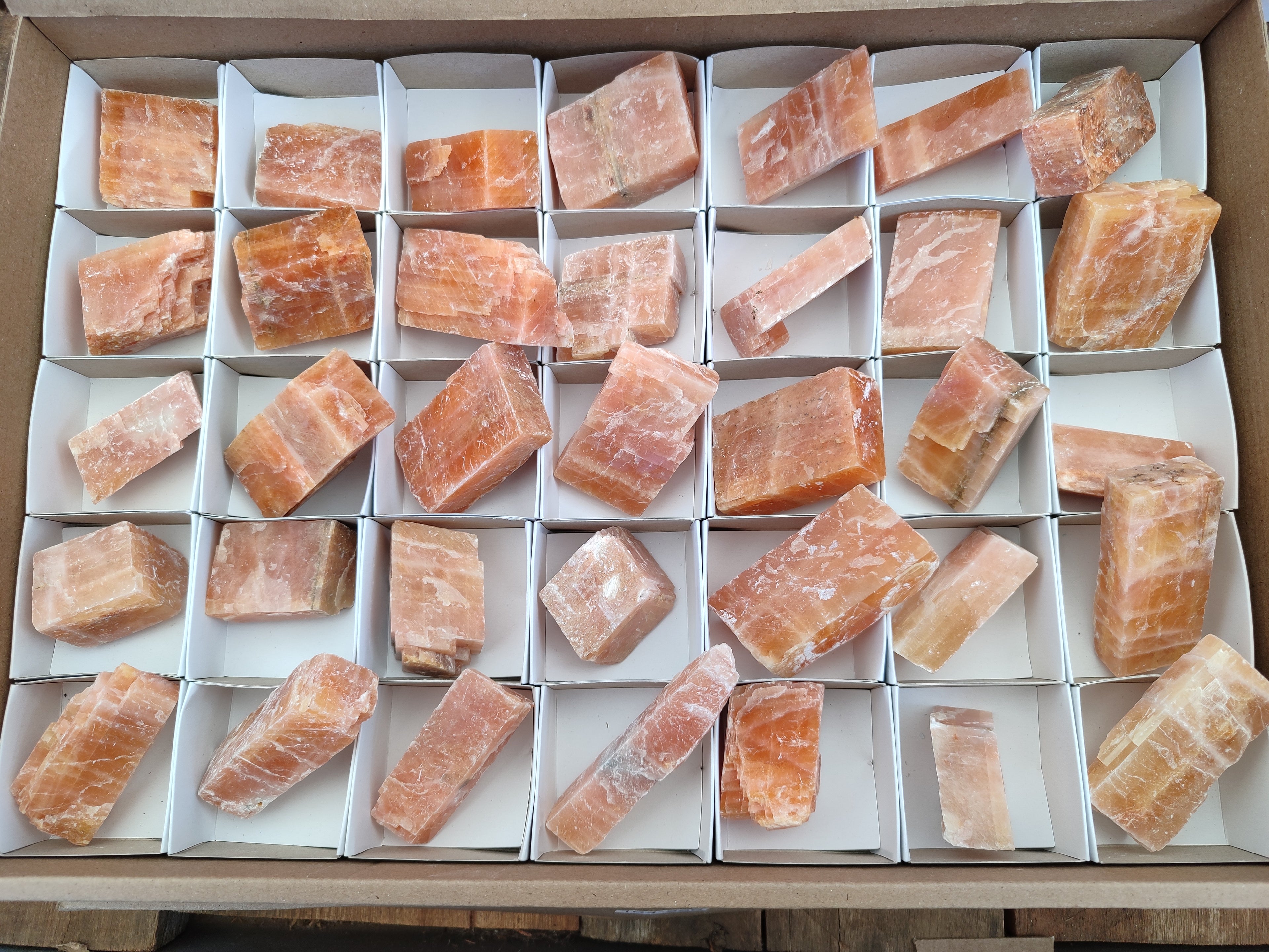 Natural Sunset Orange Rhombohedron Calcite Specimens x 35 From Spitzkop, Namibia - Toprock Gemstones and Minerals 